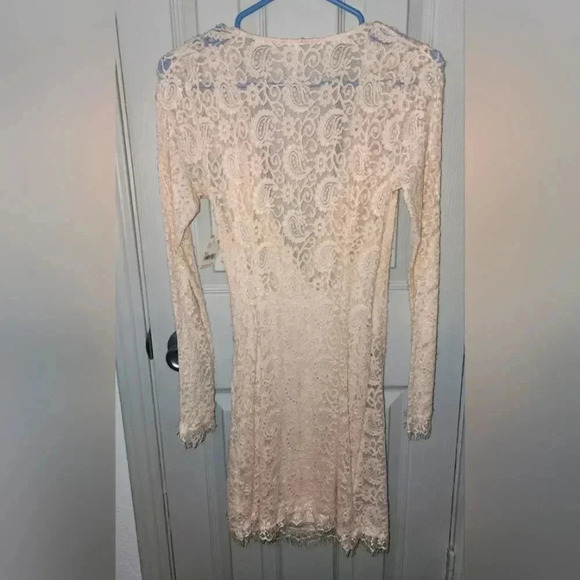 NWT Free People Pearl Lace Long Sleeve Romantic Date Night Mini Dress Women's XS - Picture 4 of 9